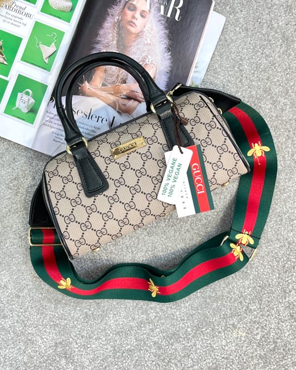 کیف دستی طرح‌دار بژ