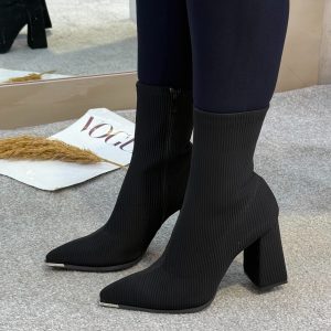 بوت پاشنه دار کبریتی جلو فلزی ساق کوتاه